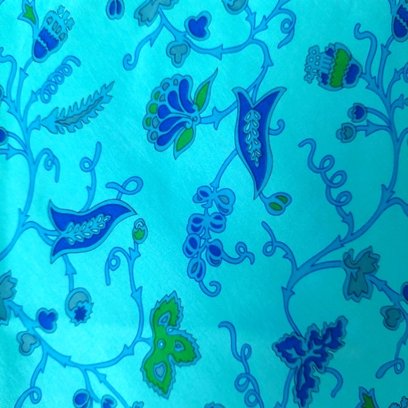 100% Silk Turquoise Aqua Blue Floral Midi Skirt by New York & Company Sz M - Picture 5 of 8